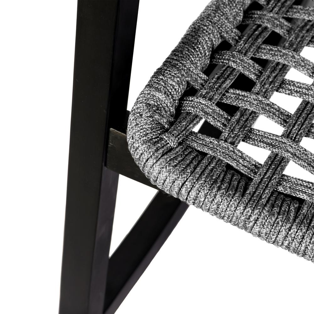 Sequoia Outdoor Patio Rocking Chair in Dark Eucalyptus Wood and Grey Rope. Picture 6