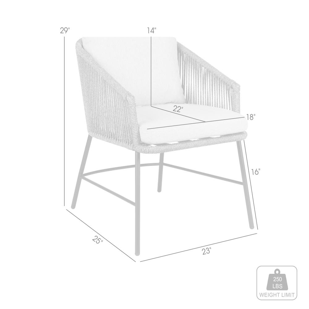 Calica Outdoor Patio Dining Chair in Black Metal and Grey Rope. Picture 11