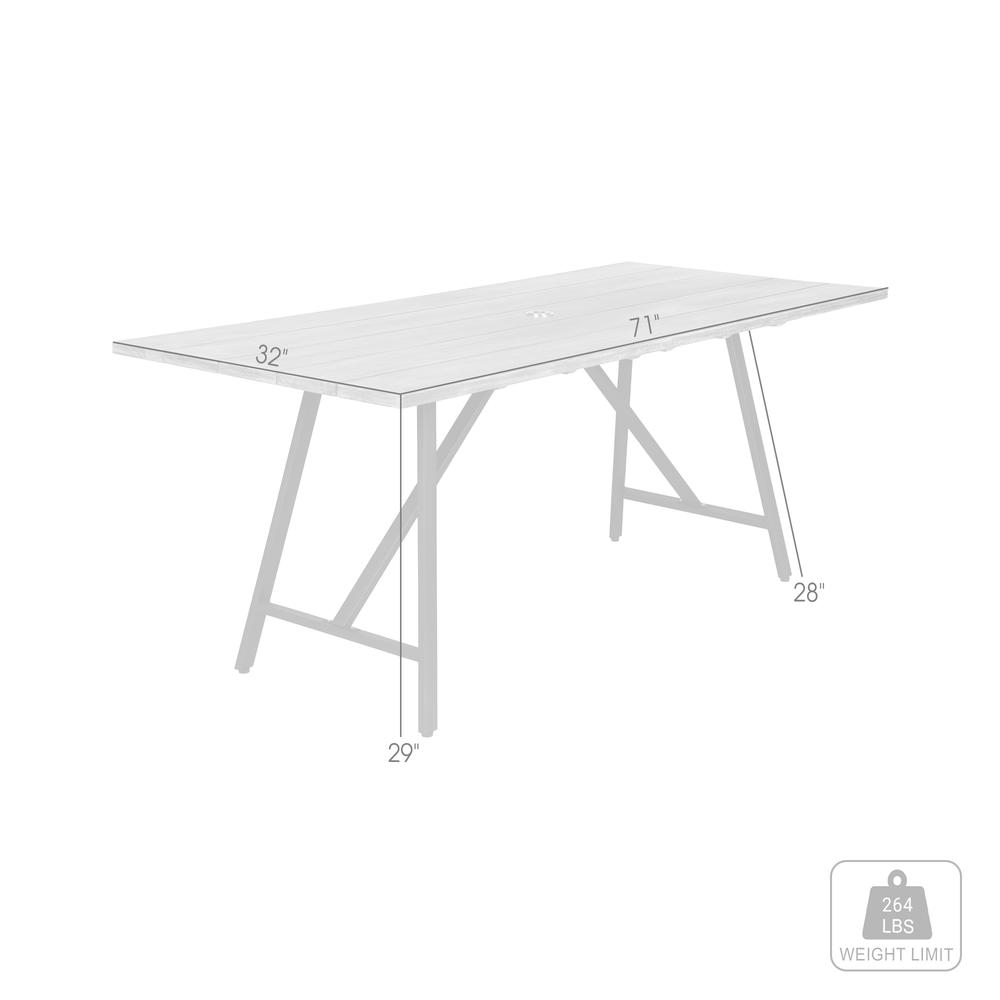 Koala Outdoor Patio Light Eucalyptus Wood and Metal Rectangle Dining Table. Picture 6