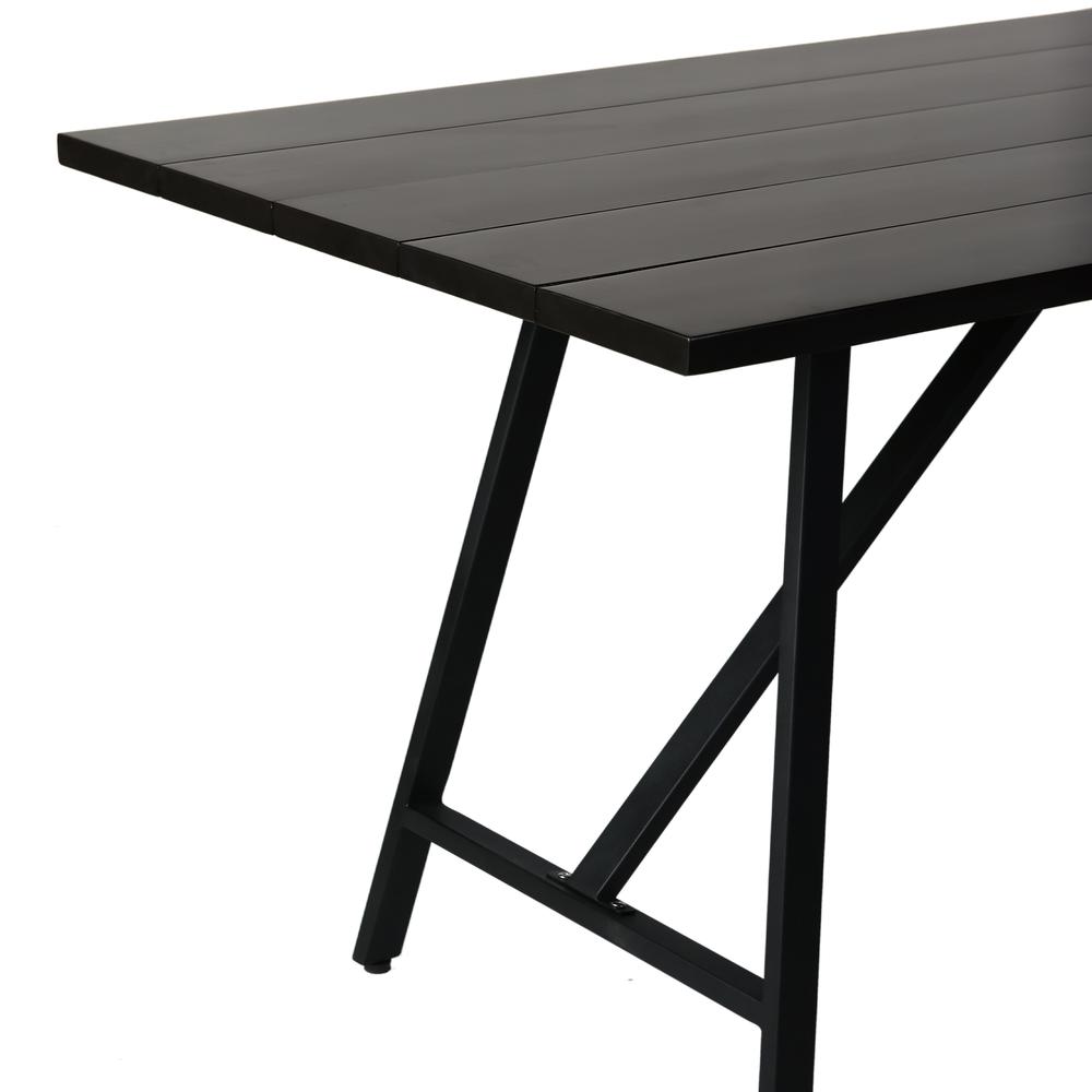 Koala Outdoor Patio Dark Eucalyptus Wood and Metal Rectangle Dining Table. Picture 2
