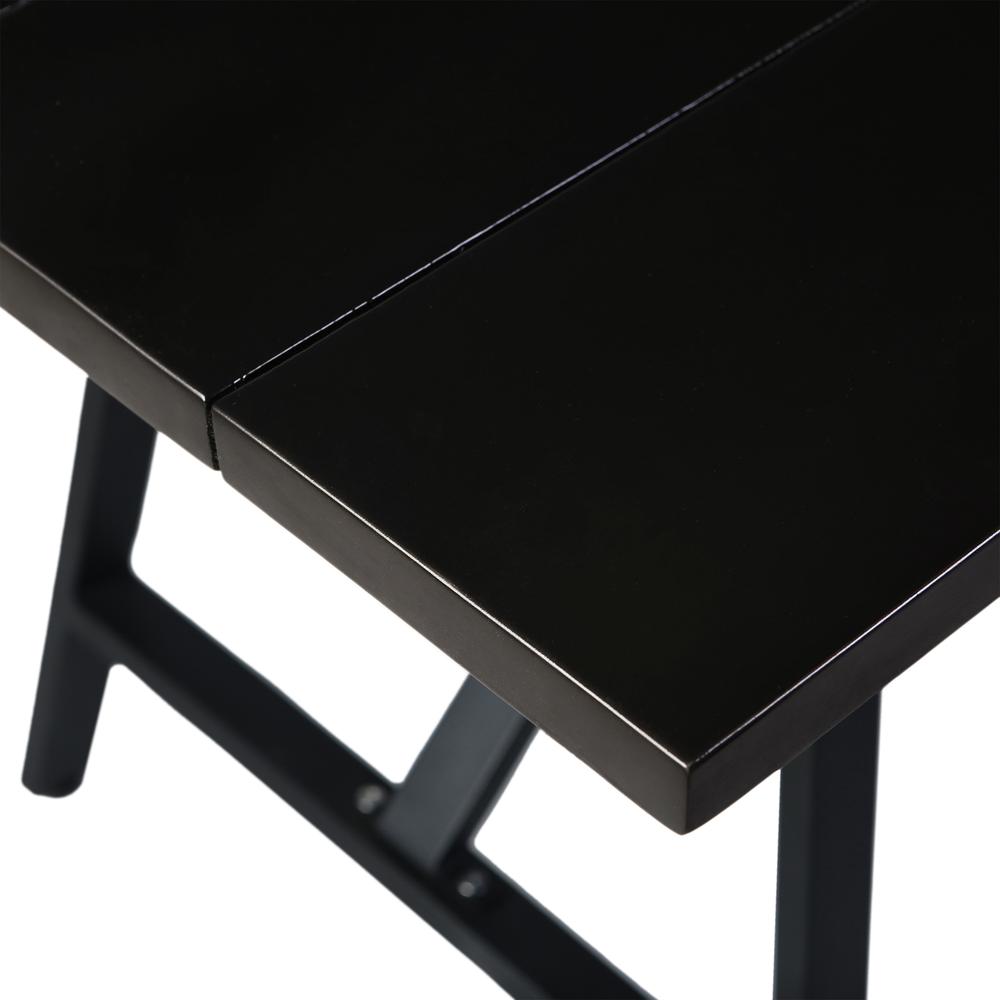 Koala Outdoor Patio Dark Eucalyptus Wood and Metal Rectangle Dining Table. Picture 3