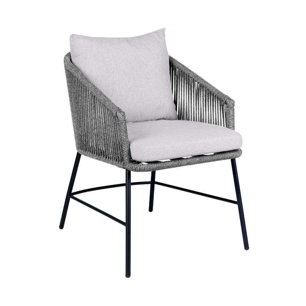 Koala and Calica 5 Piece Dining Set in Light Eucalyptus and Metal with Grey Rope. Picture 1