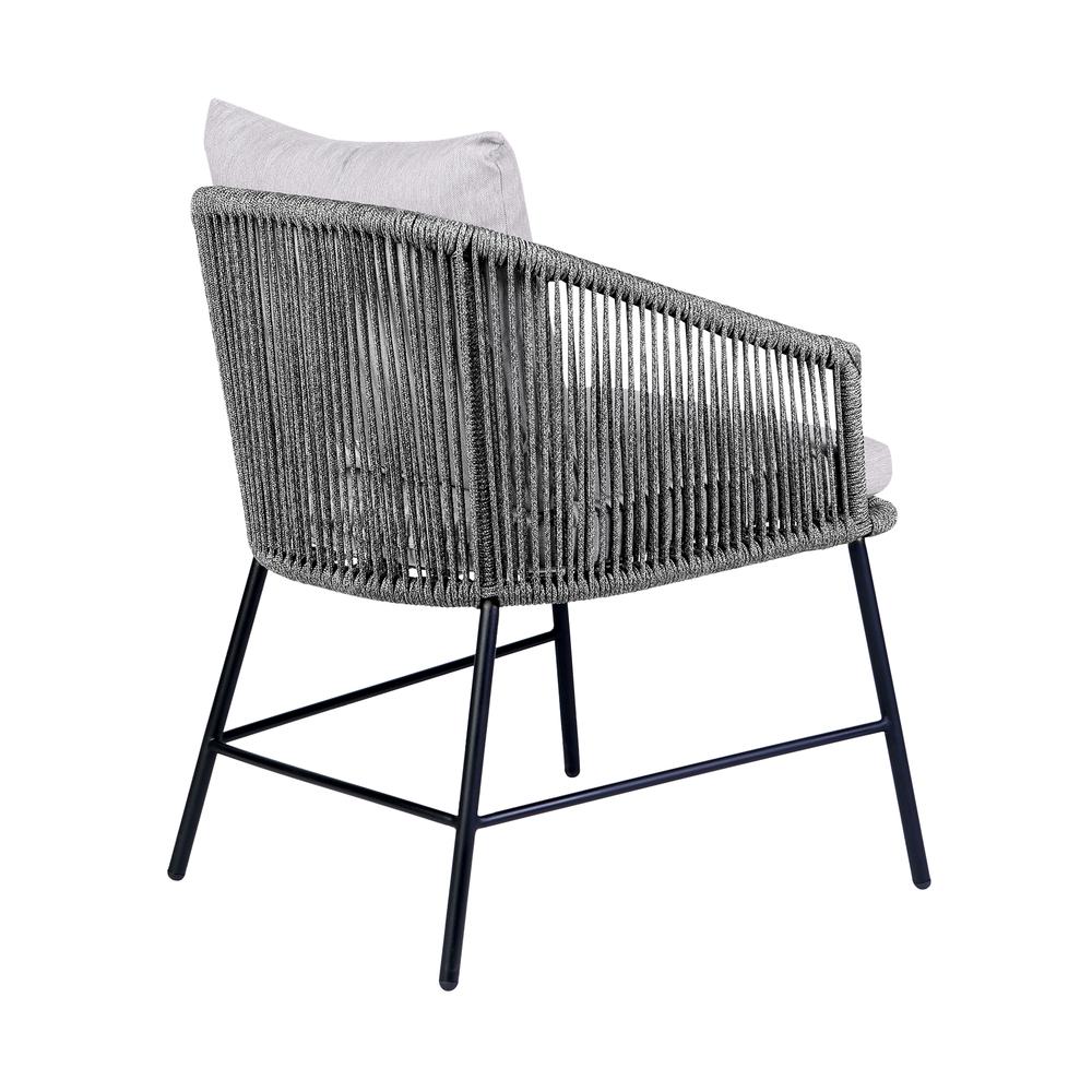 Koala and Calica 5 Piece Dining Set in Dark Eucalyptus and Metal with Grey Rope. Picture 2