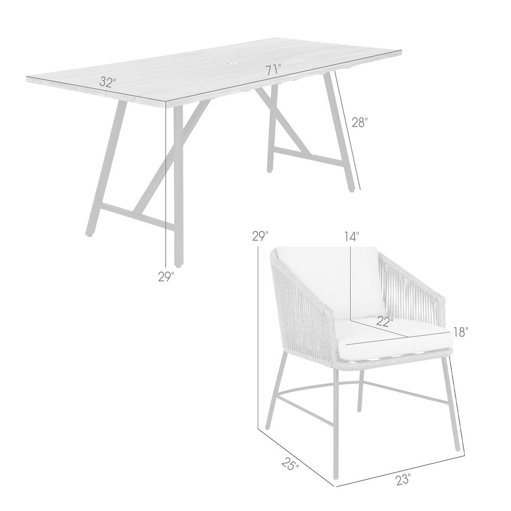 Koala and Calica 5 Piece Dining Set in Dark Eucalyptus and Metal with Grey Rope. Picture 10
