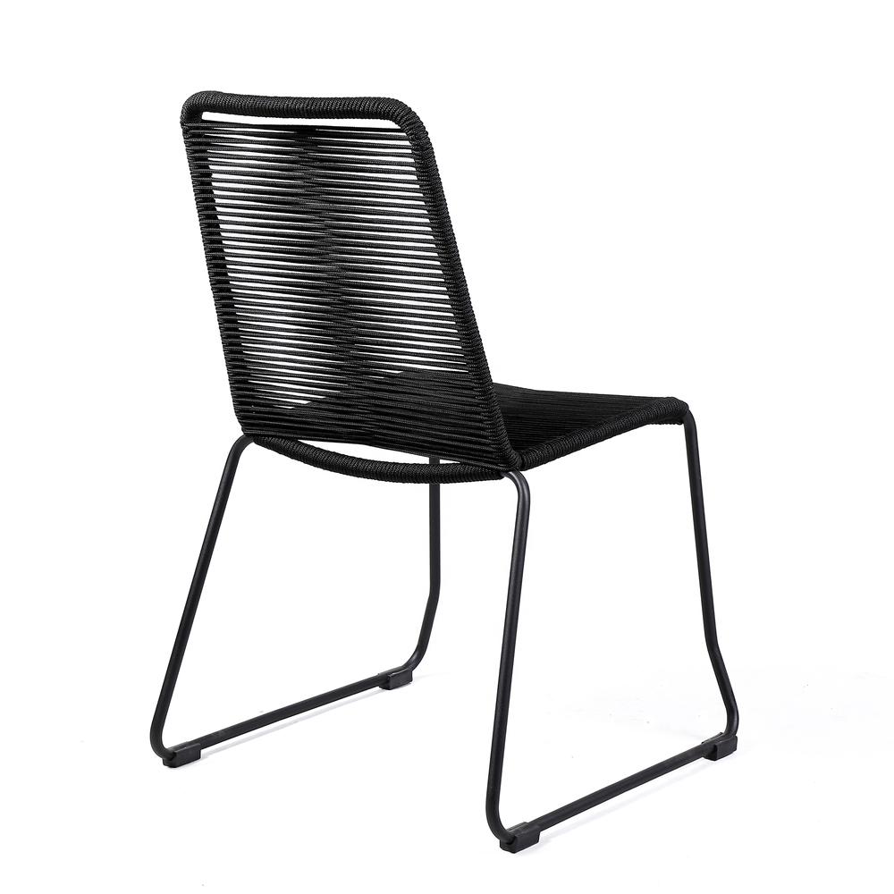 Koala and Shasta 5 Piece Dining Set in Dark Eucalyptus and Metal with Black Rope. Picture 2