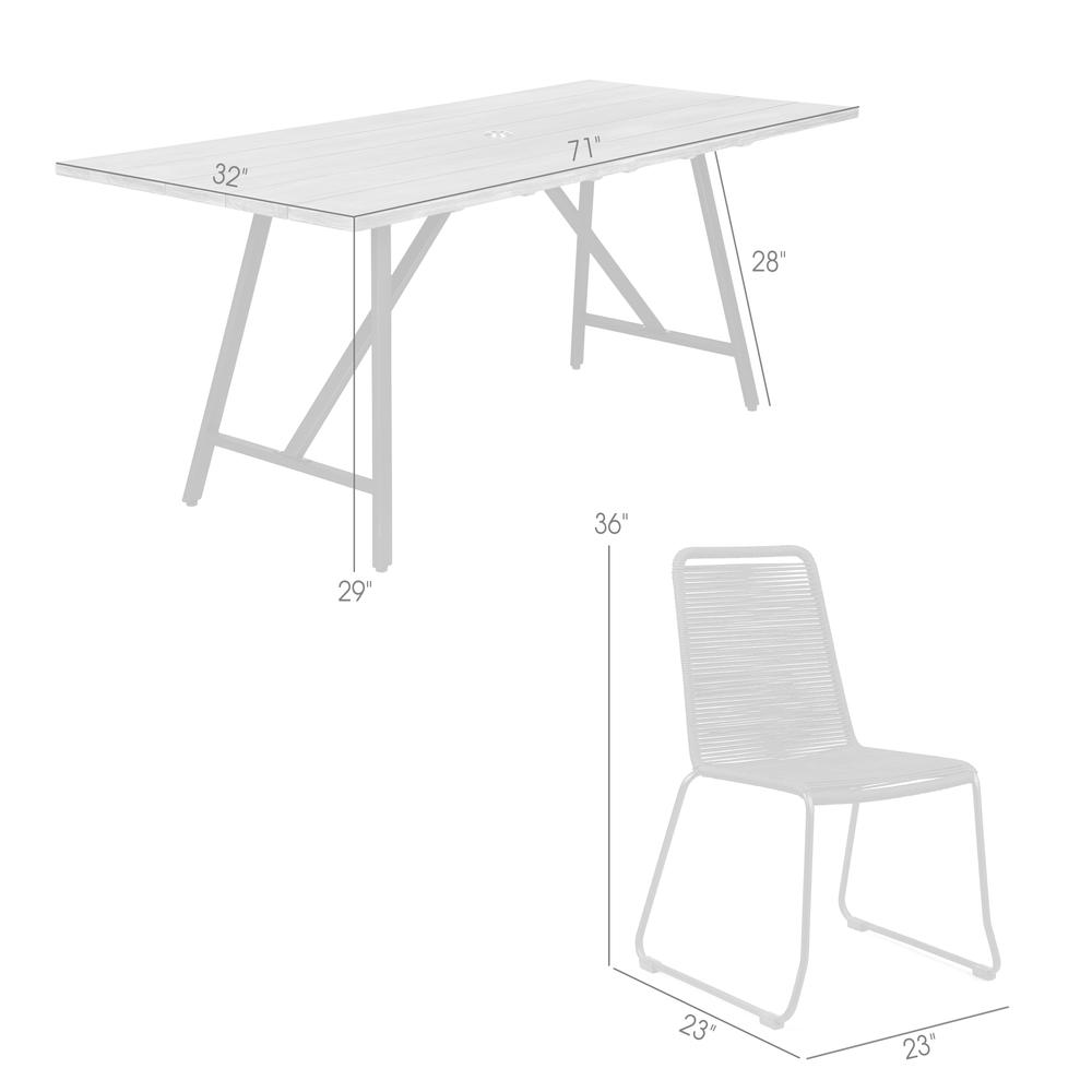 Koala and Shasta 5 Piece Dining Set in Dark Eucalyptus and Metal with Black Rope. Picture 9