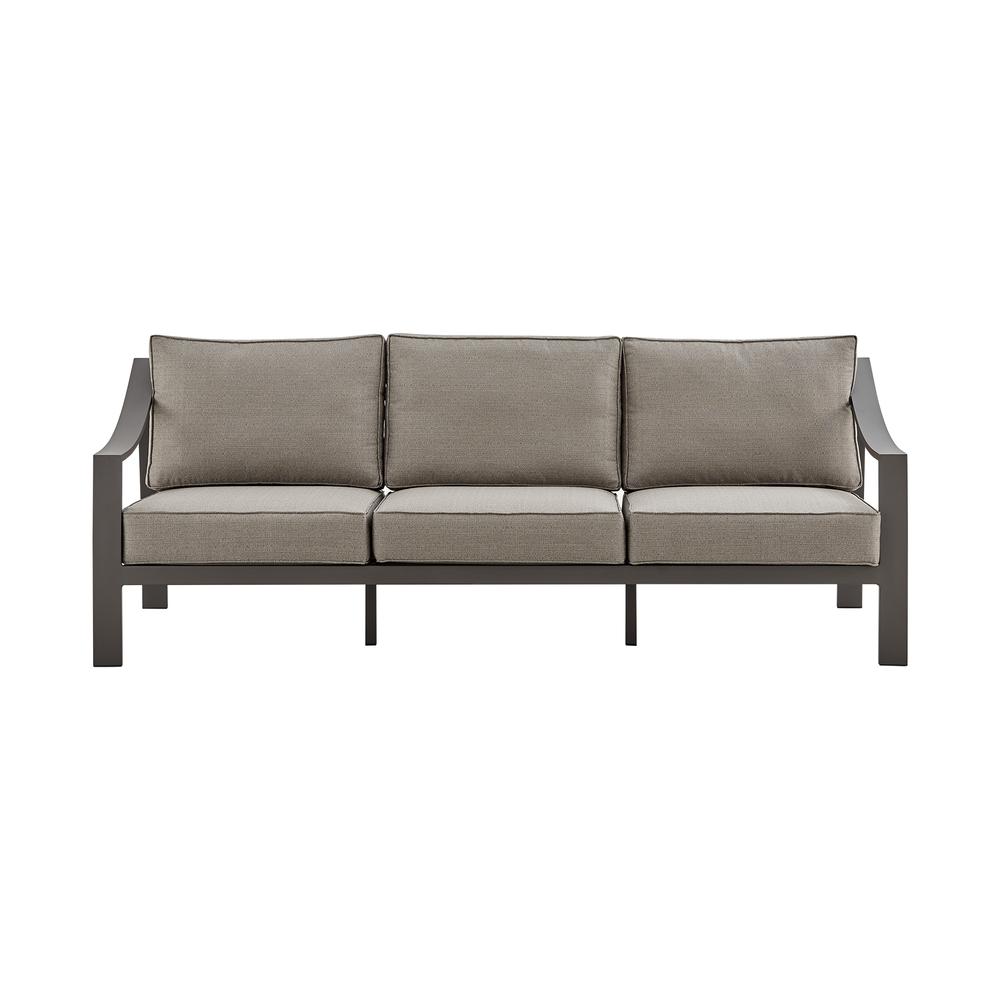 Mongo 4 Piece Outdoor Patio Furniture Set in Dark Brown Aluminum with Cushions. Picture 1