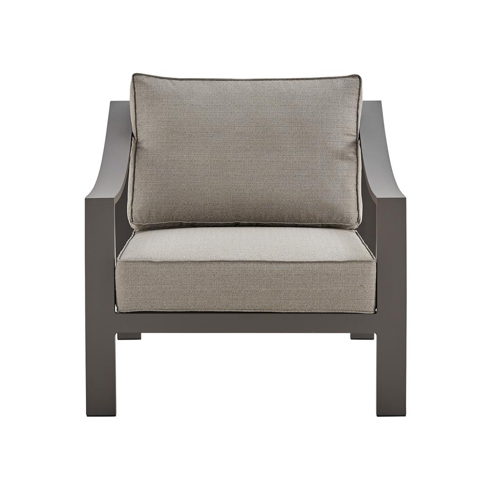 Mongo 4 Piece Outdoor Patio Furniture Set in Dark Brown Aluminum with Cushions. Picture 3