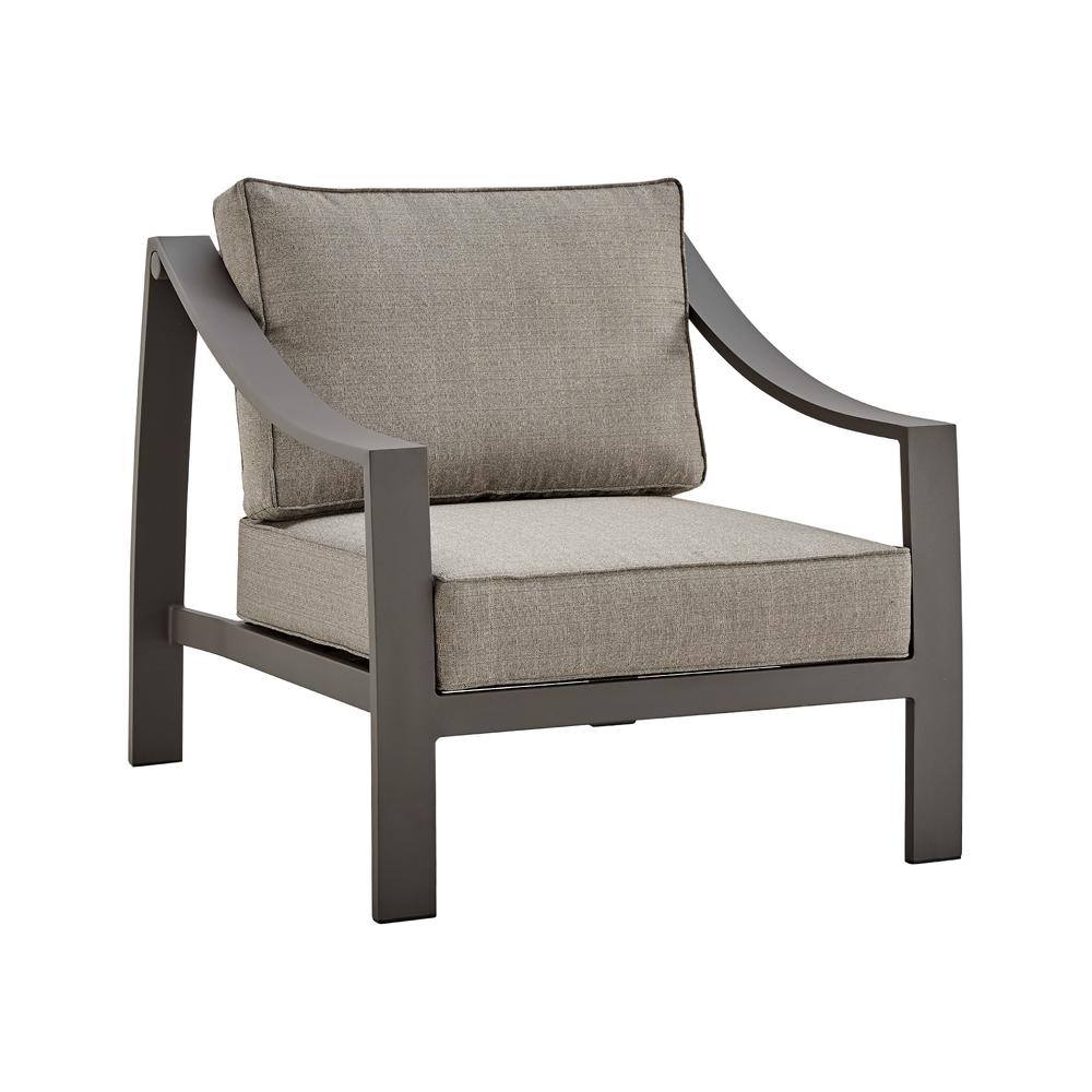Mongo 4 Piece Outdoor Patio Furniture Set in Dark Brown Aluminum with Cushions. Picture 4