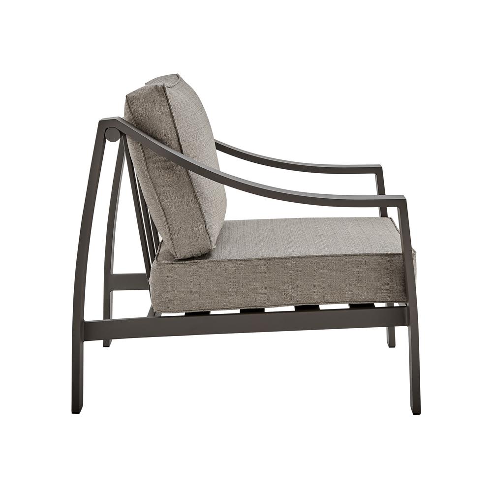 Mongo 4 Piece Outdoor Patio Furniture Set in Dark Brown Aluminum with Cushions. Picture 5