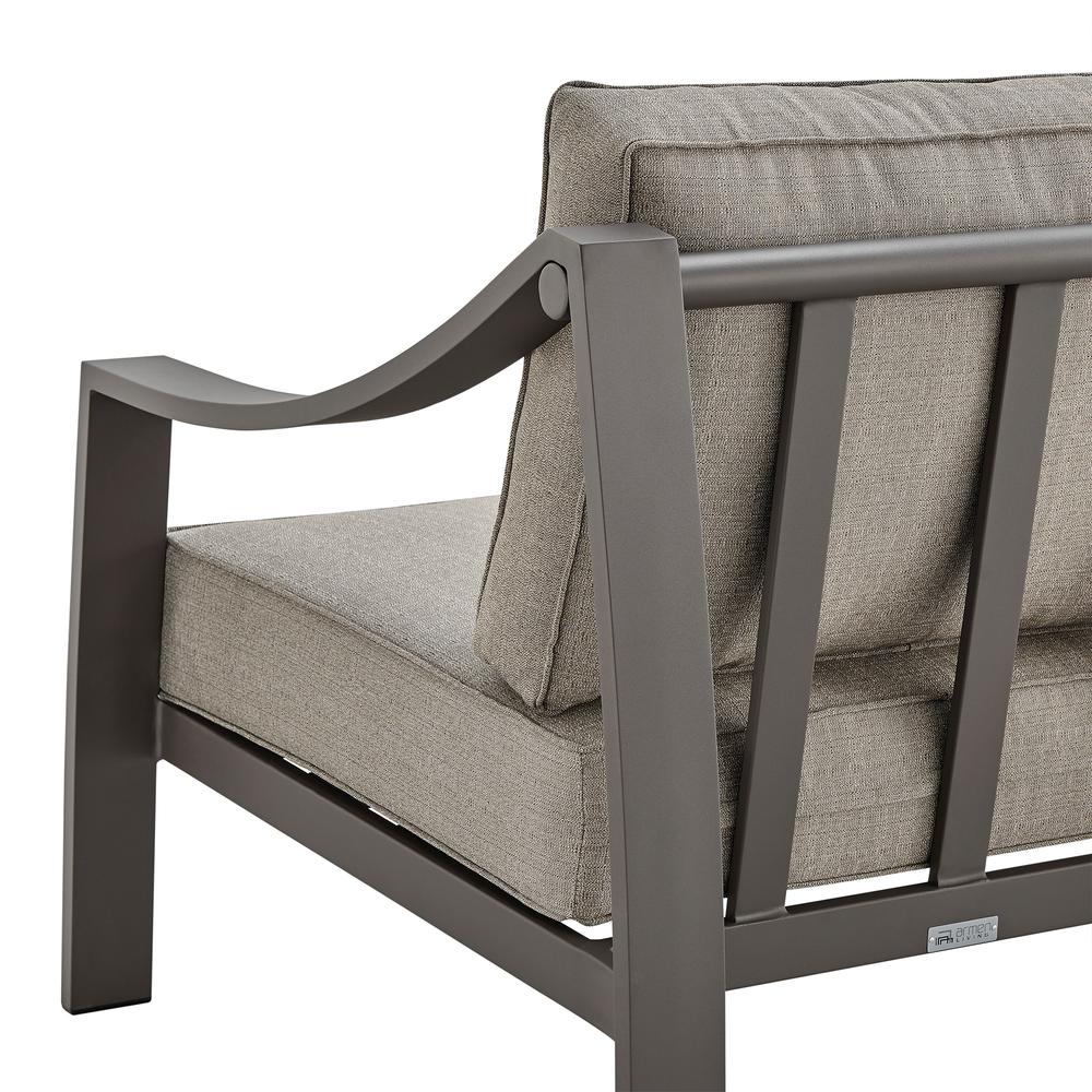 Mongo 4 Piece Outdoor Patio Furniture Set in Dark Brown Aluminum with Cushions. Picture 8