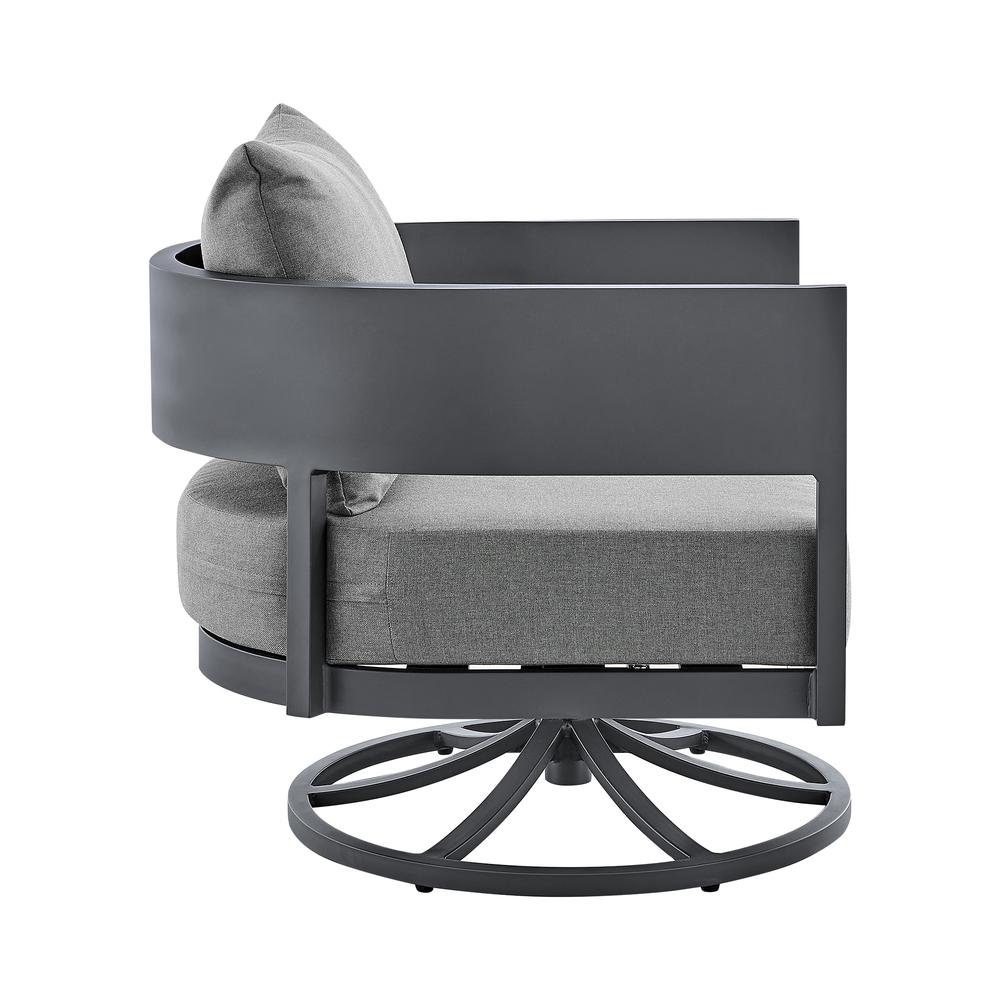Argiope Outdoor Patio Swivel Rocking Chair in Grey Aluminum with Cushions. Picture 2