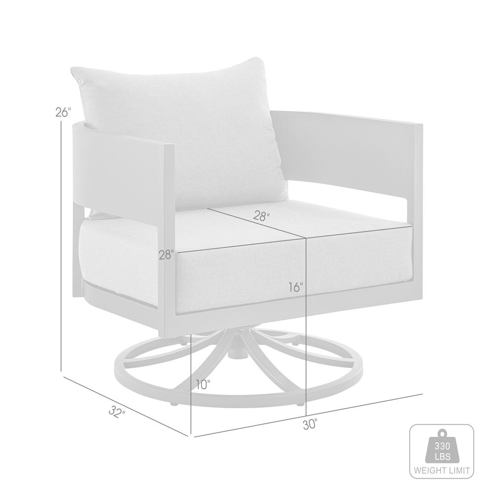 Argiope Outdoor Patio Swivel Rocking Chair in Grey Aluminum with Cushions. Picture 7