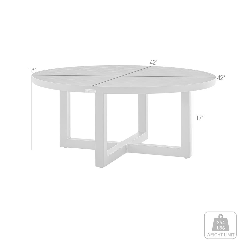 Argiope Outdoor Patio Round Coffee Table in Grey Aluminum. Picture 5