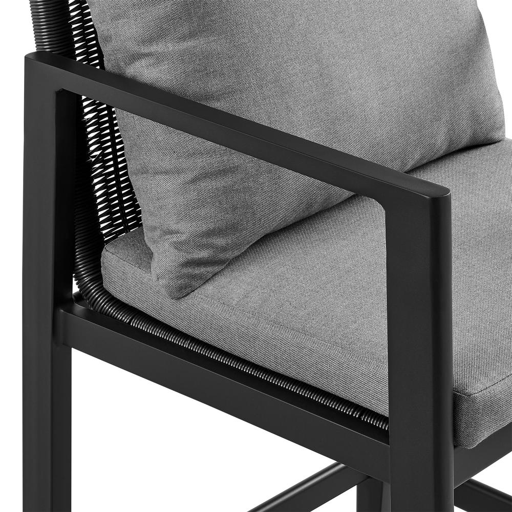 Grand Outdoor Patio Counter Height Bar Stool in Aluminum with Grey Cushions. Picture 5
