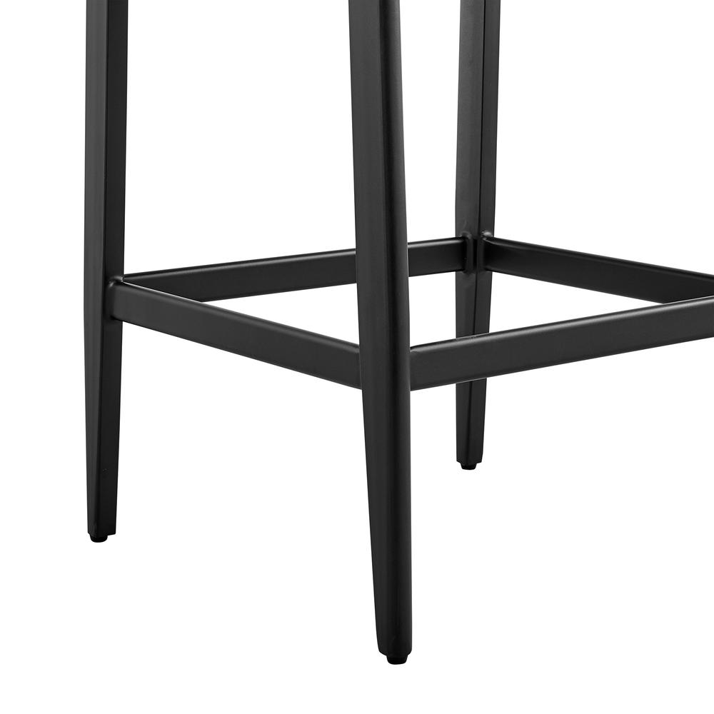 Grand Outdoor Patio Bar Stool in Aluminum with Grey Cushions. Picture 6