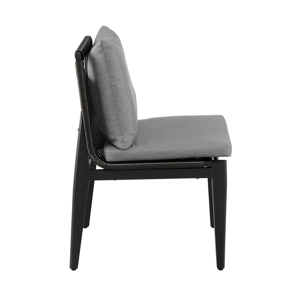 Grand Outdoor Patio Dining Chairs in Aluminum with Grey Cushions - Set of 2. Picture 3