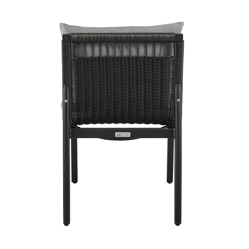 Grand Outdoor Patio Dining Chairs in Aluminum with Grey Cushions - Set of 2. Picture 5