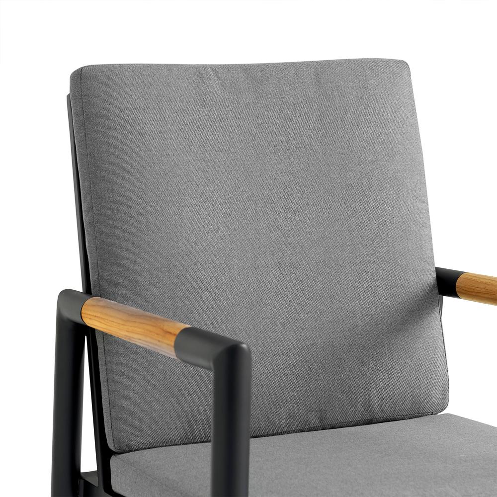 Royal Black Aluminum and Teak Outdoor Dining Chair - Set of 2. Picture 4