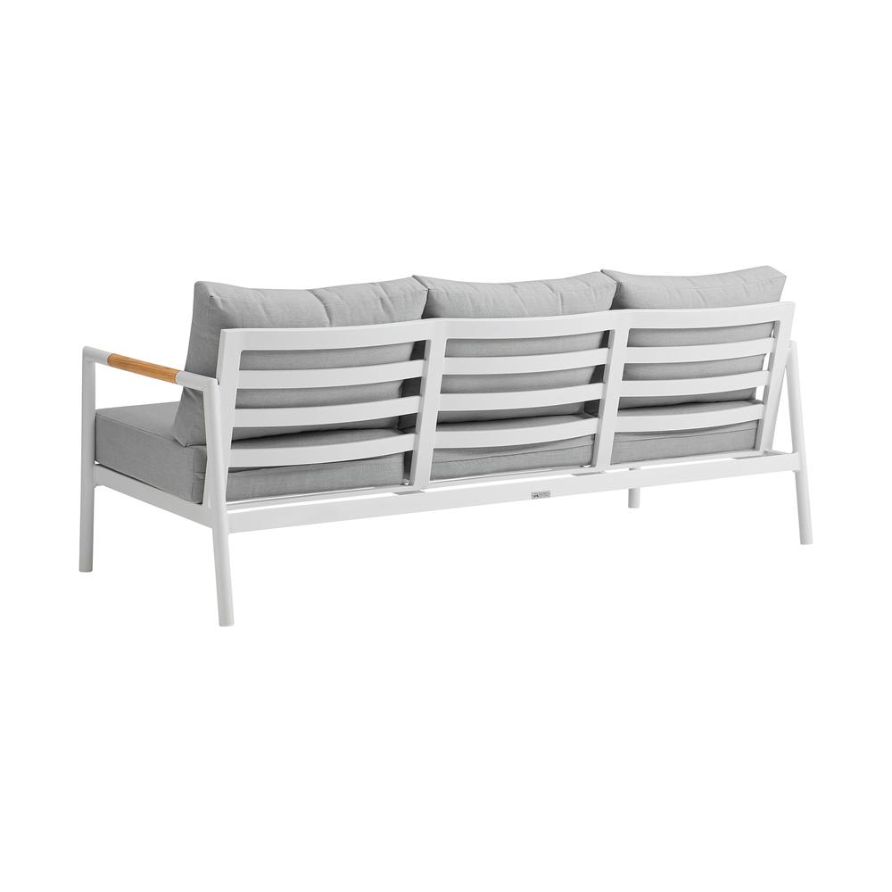 Royal 4 Piece White Aluminum and Teak Outdoor Seating Set. Picture 2