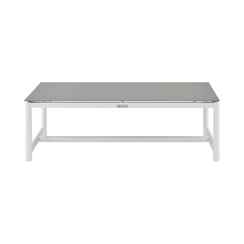 Royal 4 Piece White Aluminum and Teak Outdoor Seating Set. Picture 5