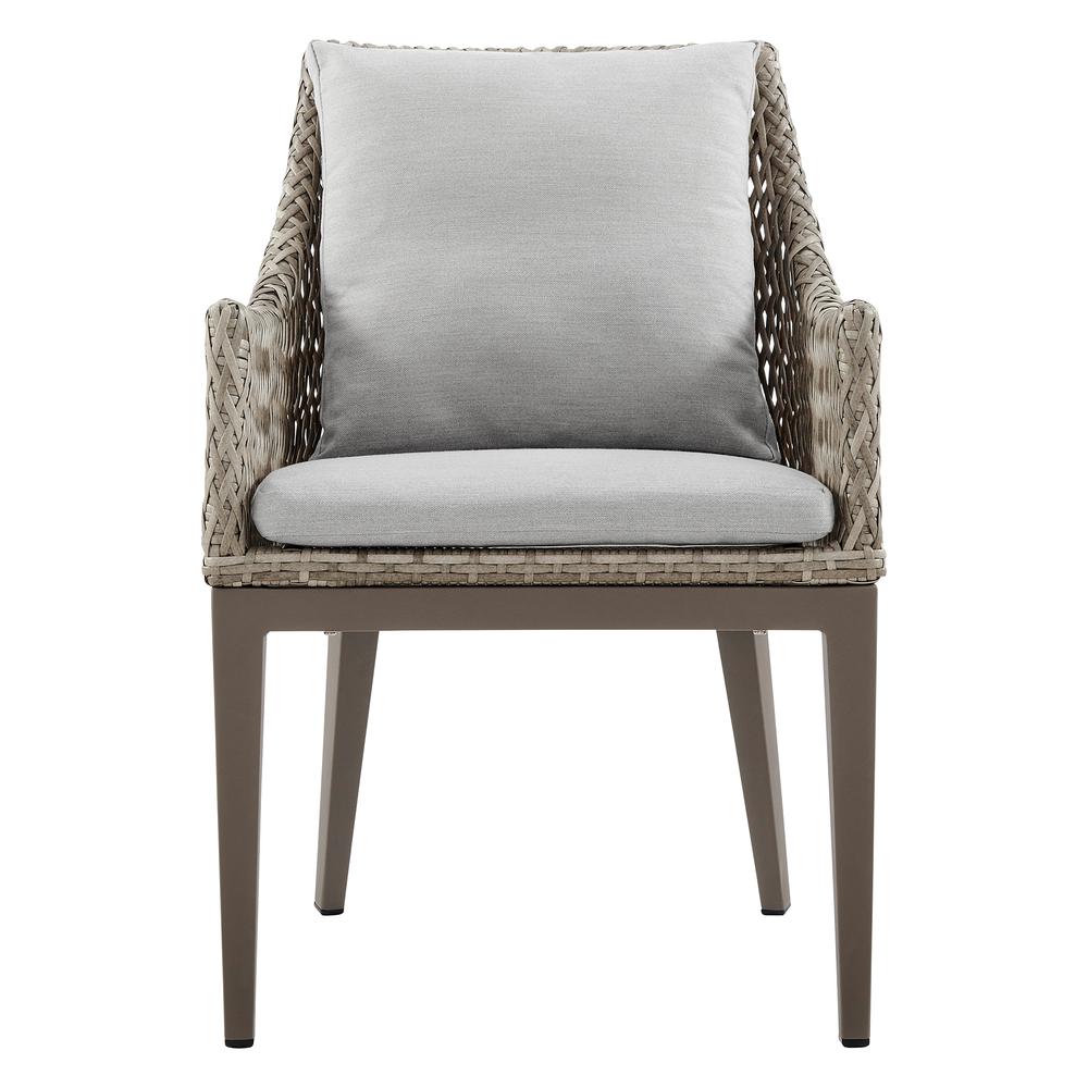Silvana Outdoor Wicker and Aluminum Gray Dining Chair - Set of 2. Picture 2
