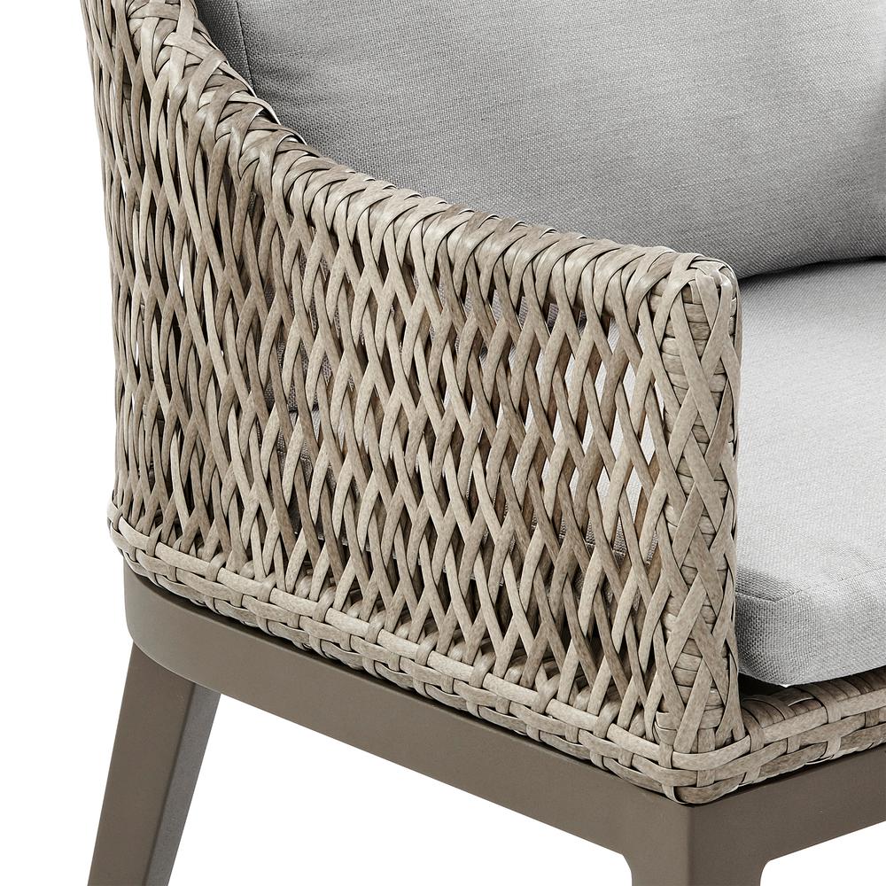 Silvana Outdoor Wicker and Aluminum Gray Dining Chair - Set of 2. Picture 6