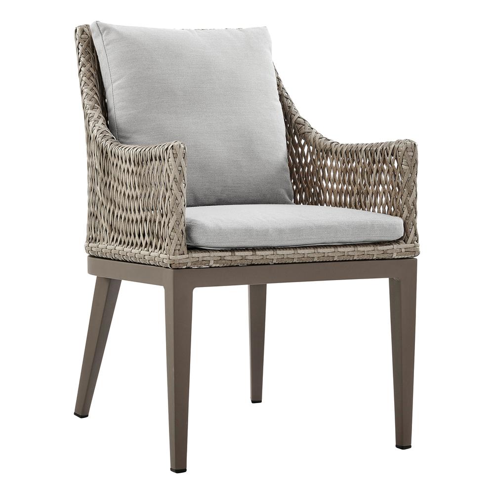 Silvana 7 Piece Gray Aluminum Outdoor Dining Set with Gray Fabric. Picture 1