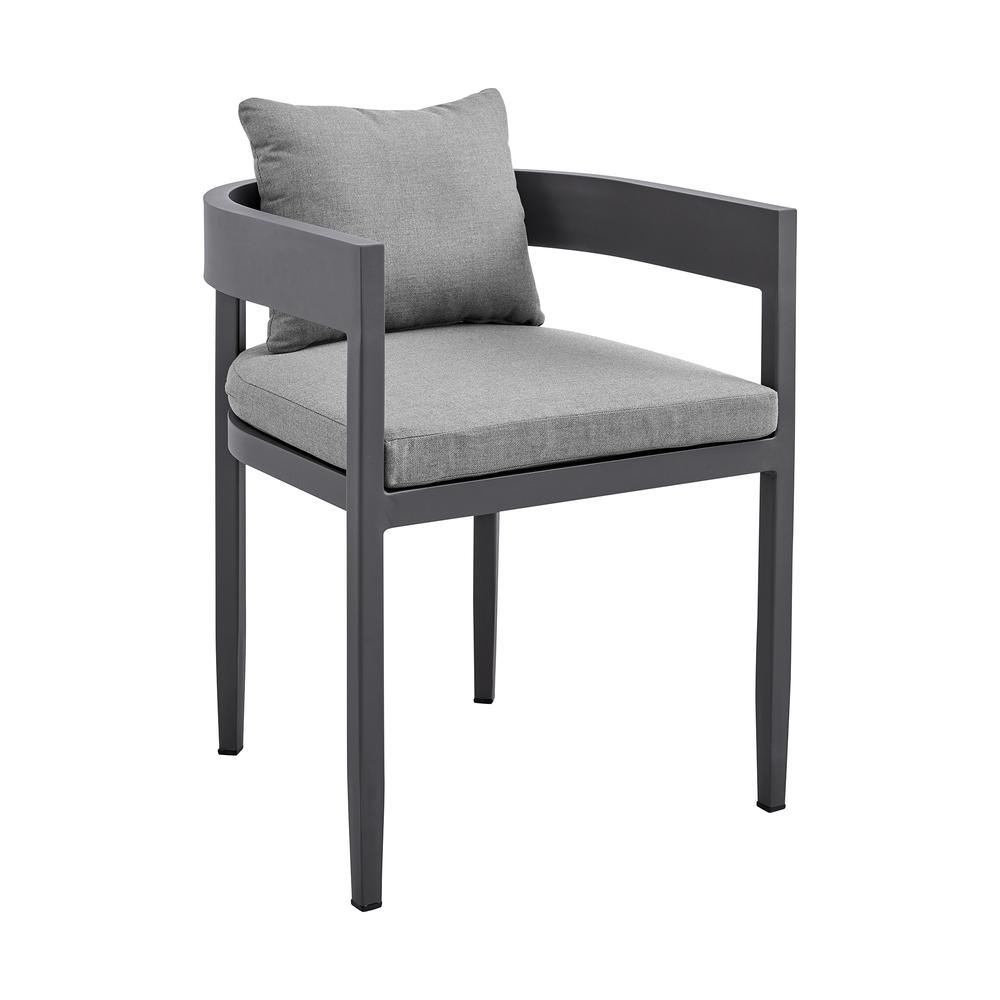 Argiope Outdoor Patio 7-Piece Dining Table Set in Aluminum with Grey Cushions. Picture 1
