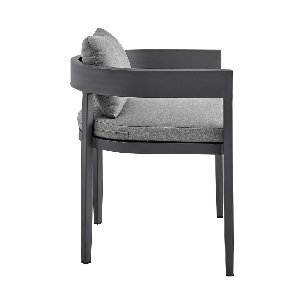 Argiope Outdoor Patio 7-Piece Dining Table Set in Aluminum with Grey Cushions. Picture 2