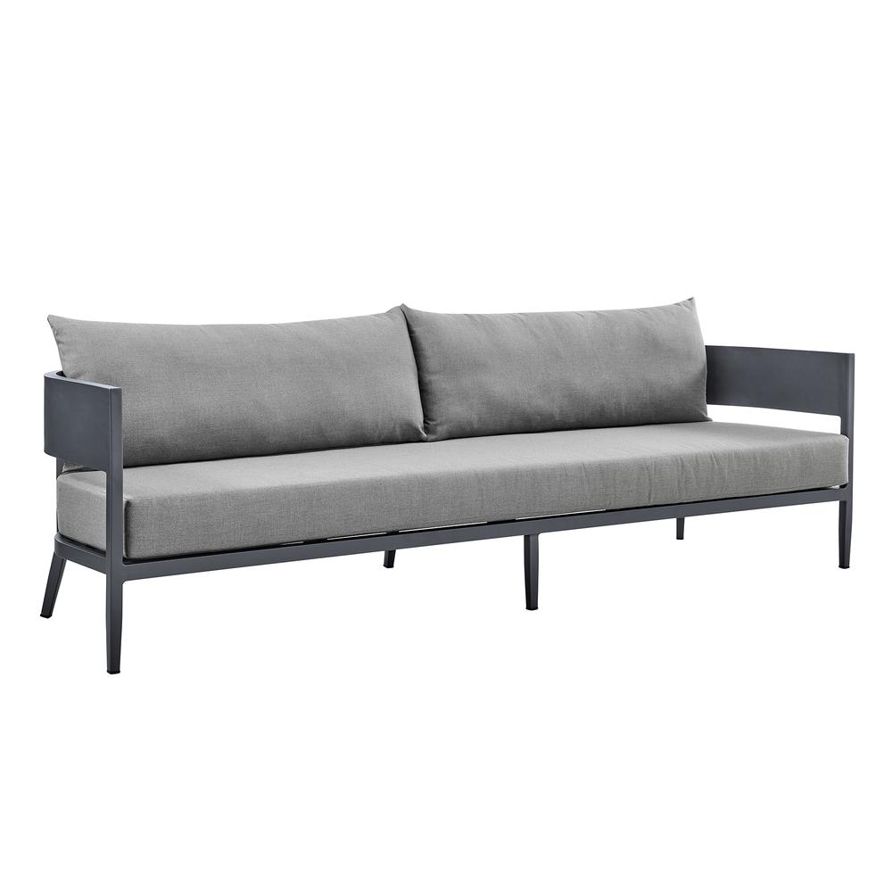 Argiope 4 Piece Outdoor Dark Gray Aluminum & Fabric Outdoor Conversation Set. Picture 1