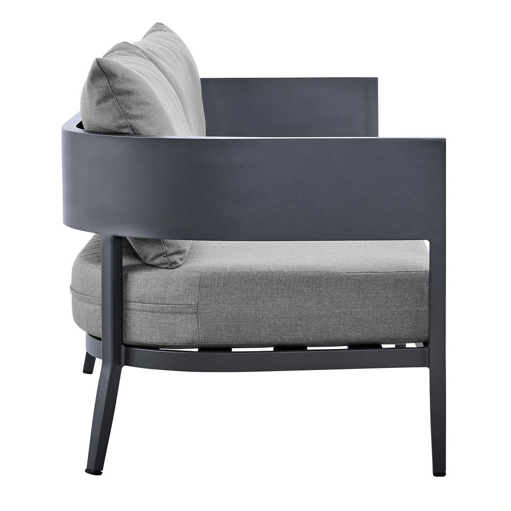 Argiope 4 Piece Outdoor Dark Gray Aluminum & Fabric Outdoor Conversation Set. Picture 2