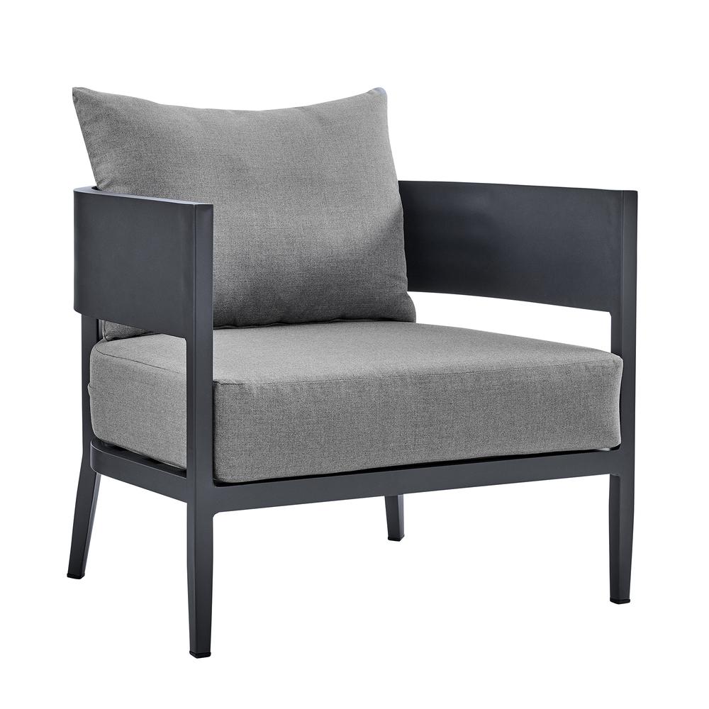 Argiope 4 Piece Outdoor Dark Gray Aluminum & Fabric Outdoor Conversation Set. Picture 3