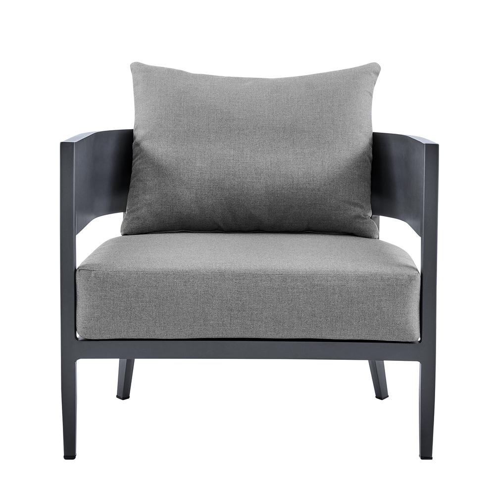 Argiope 4 Piece Outdoor Dark Gray Aluminum & Fabric Outdoor Conversation Set. Picture 4