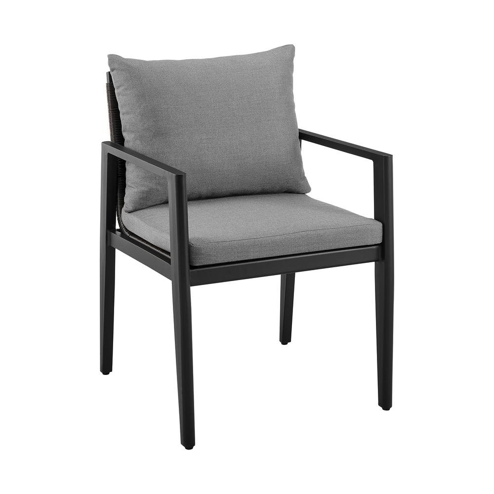 Grand Outdoor Patio 7-Piece Dining Table Set in Aluminum with Grey Cushions. Picture 1
