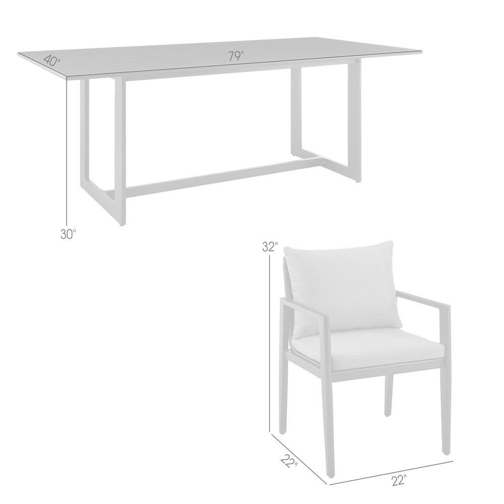 Grand Outdoor Patio 7-Piece Dining Table Set in Aluminum with Grey Cushions. Picture 8