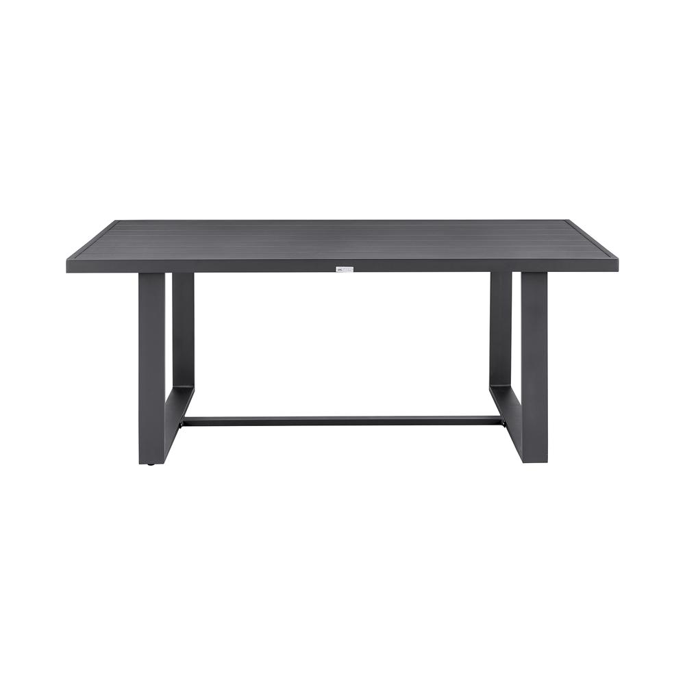 Argiope Outdoor Patio 5-Piece Dining Table Set in Aluminum with Grey Cushions. Picture 3