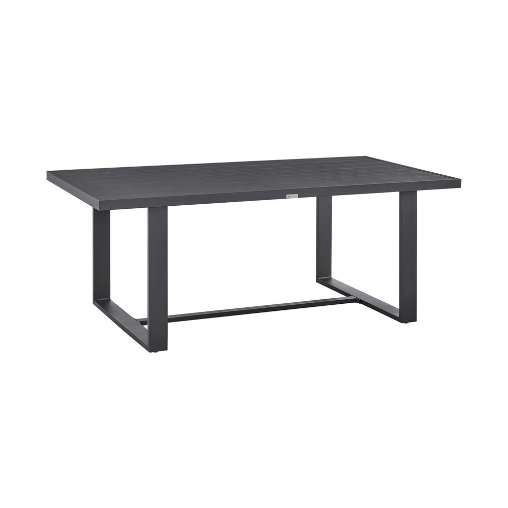 Argiope Outdoor Patio 5-Piece Dining Table Set in Aluminum with Grey Cushions. Picture 4