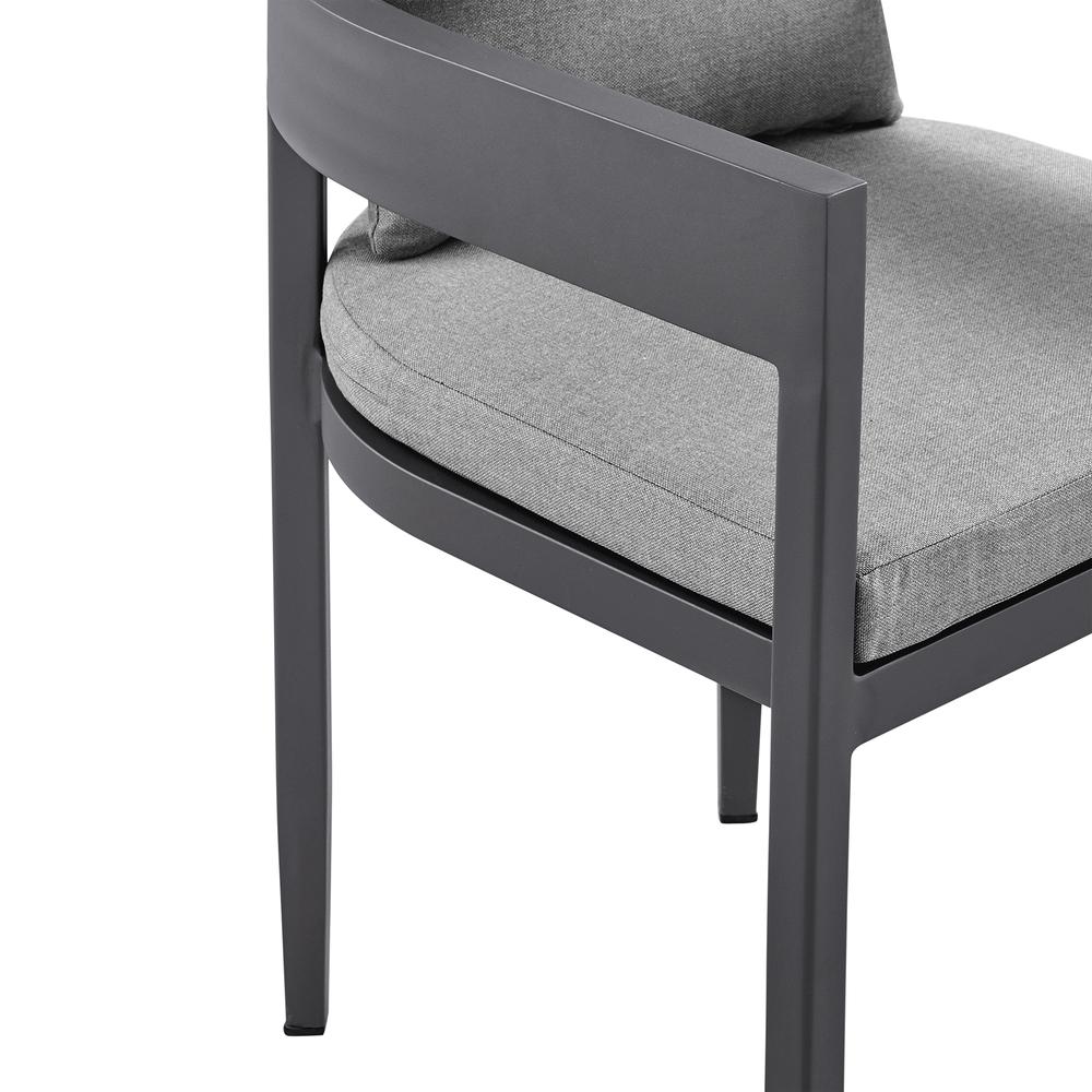 Argiope Outdoor Patio 5-Piece Dining Table Set in Aluminum with Grey Cushions. Picture 5