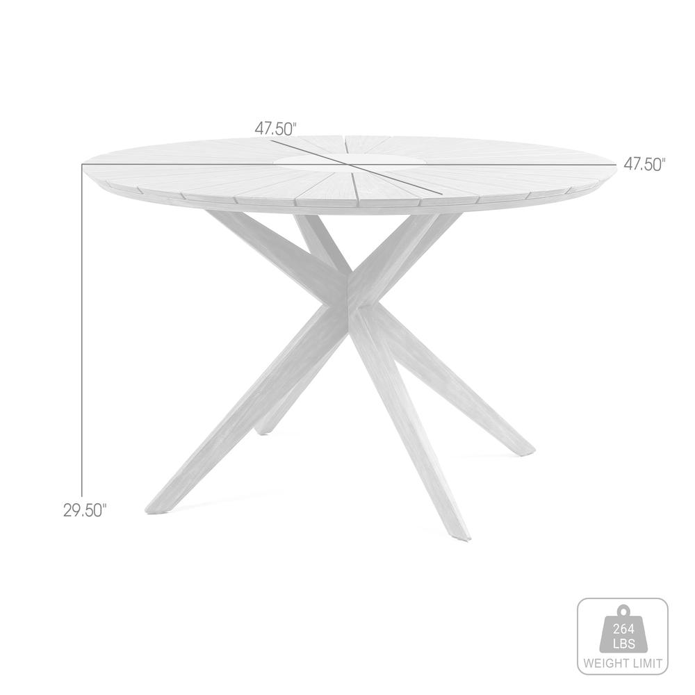 Sachi Outdoor Light Eucalyptus Wood and Concrete Round Dining Table. Picture 5