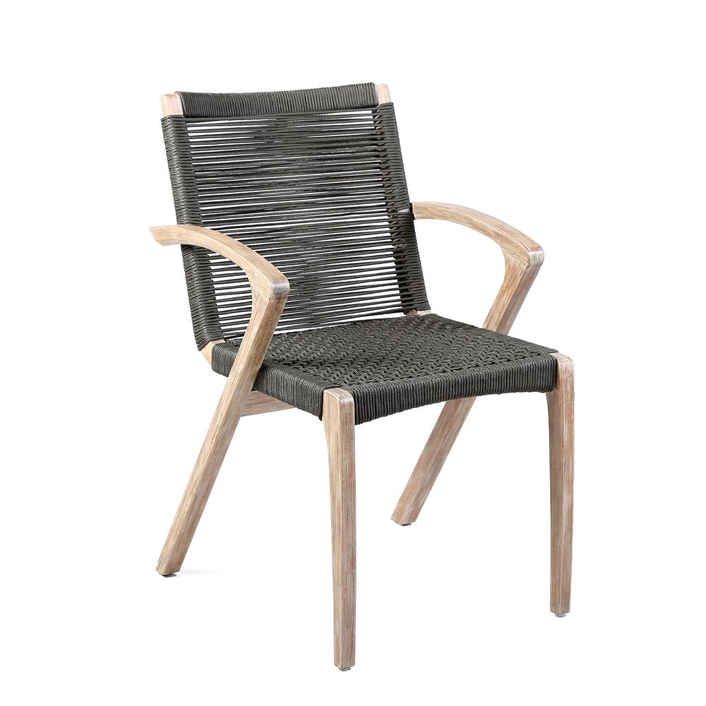 Sachi and Nabila Outdoor 5 Piece Light Eucalyptus and Concrete Dining Set. Picture 1