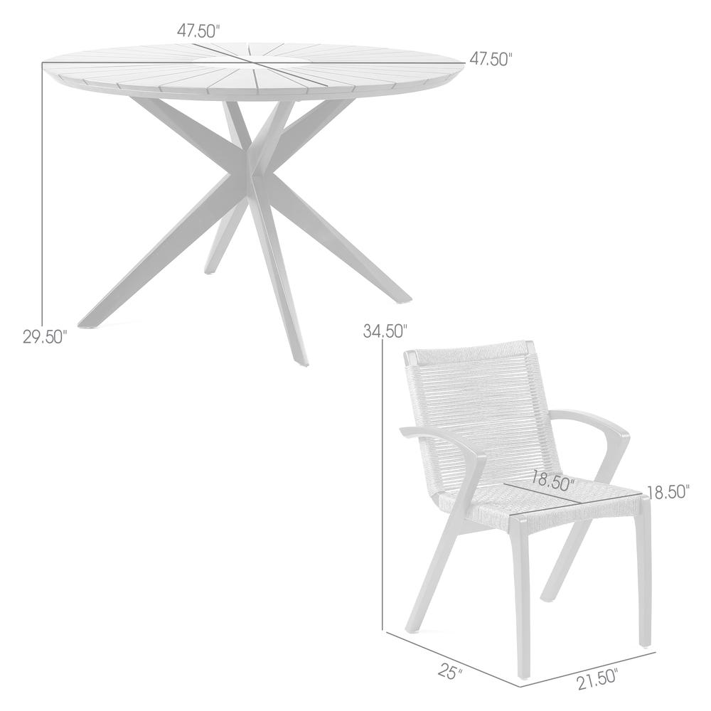 Sachi and Nabila Outdoor 5 Piece Light Eucalyptus and Concrete Dining Set. Picture 9
