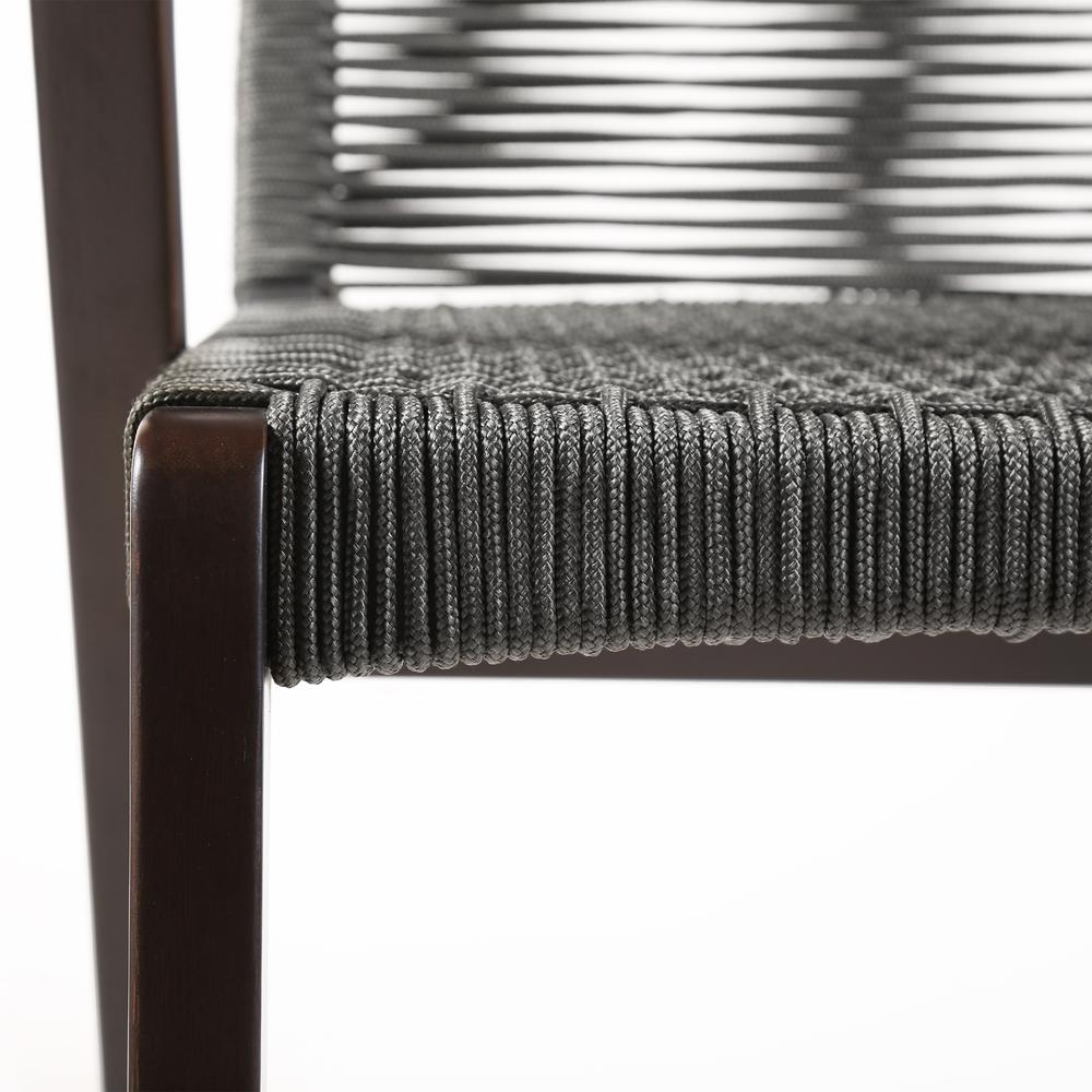 Nabila Outdoor Dark Eucalyptus Wood and Grey Rope Counter and Bar height Stool. Picture 5
