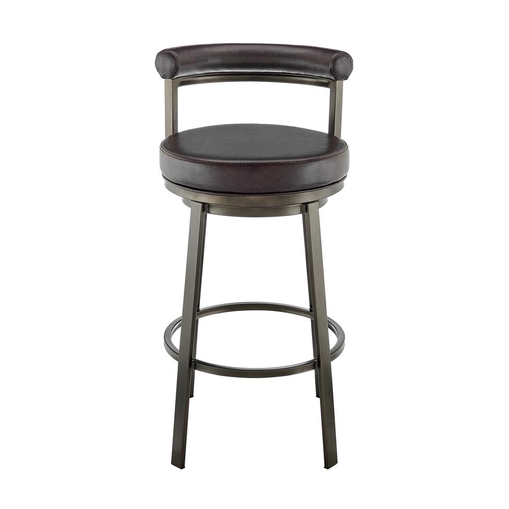 Neura Swivel Counter or Bar Stool in Mocha Finish with Brown Faux Leather. Picture 1