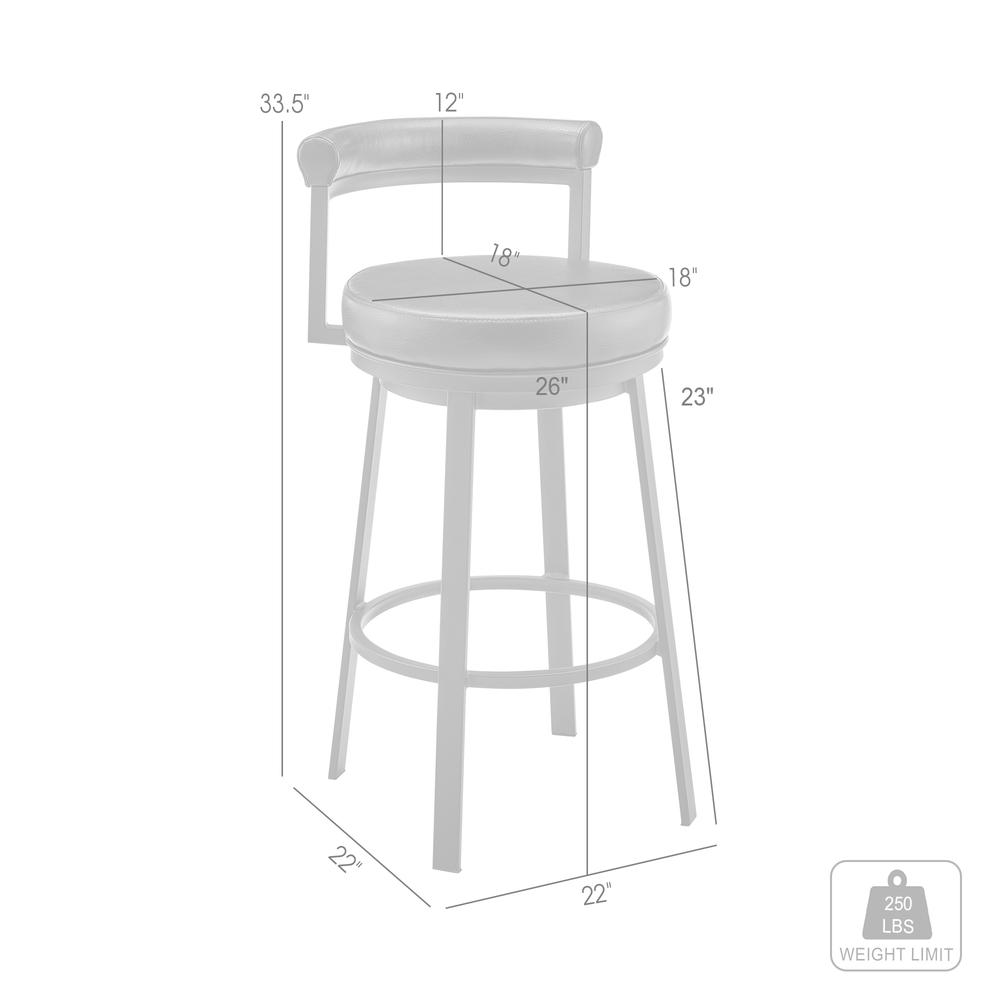 Neura Swivel Counter or Bar Stool in Cloud Finish with White Faux Leather. Picture 9