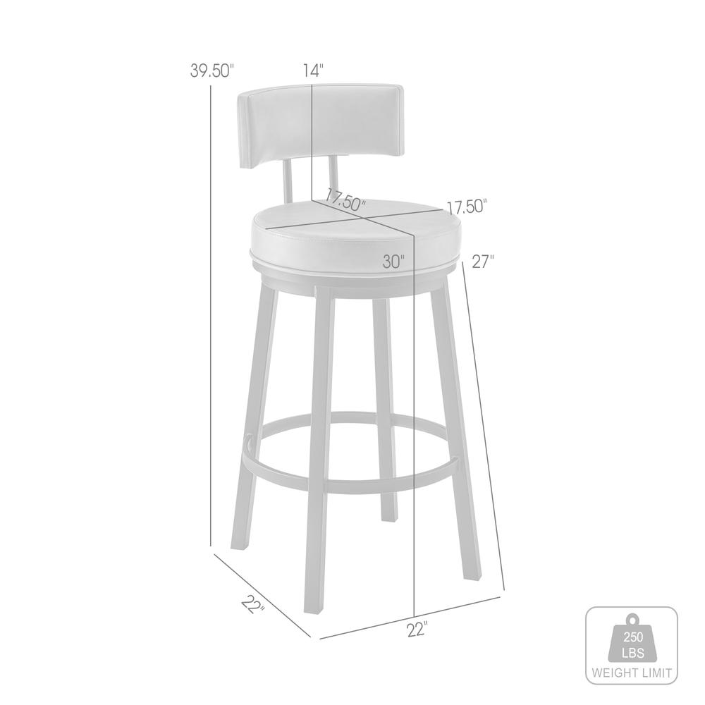 Dalza Swivel Counter or Bar Stool in Black Finish with Grey Faux Leather. Picture 9