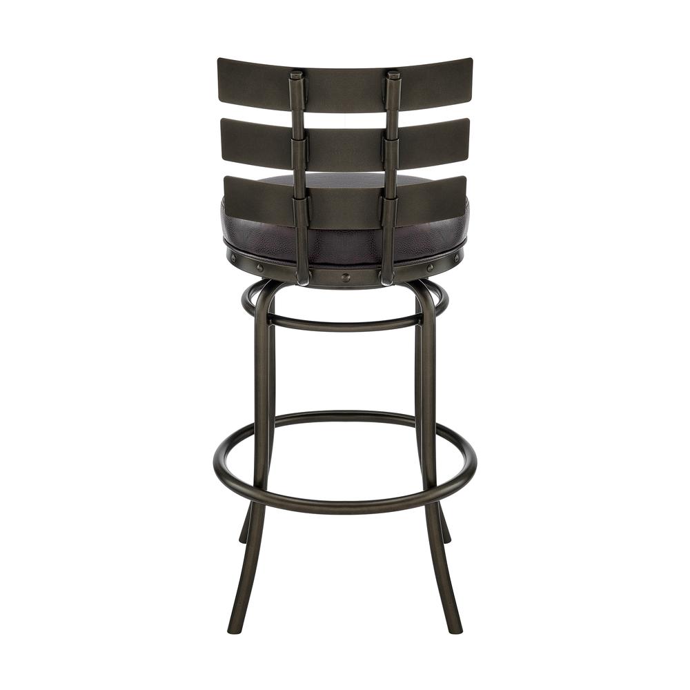 Natya Swivel Counter or Bar Stool in Mocha Finish with Brown Faux Leather. Picture 4