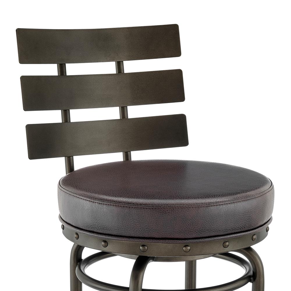 Natya Swivel Counter or Bar Stool in Mocha Finish with Brown Faux Leather. Picture 5