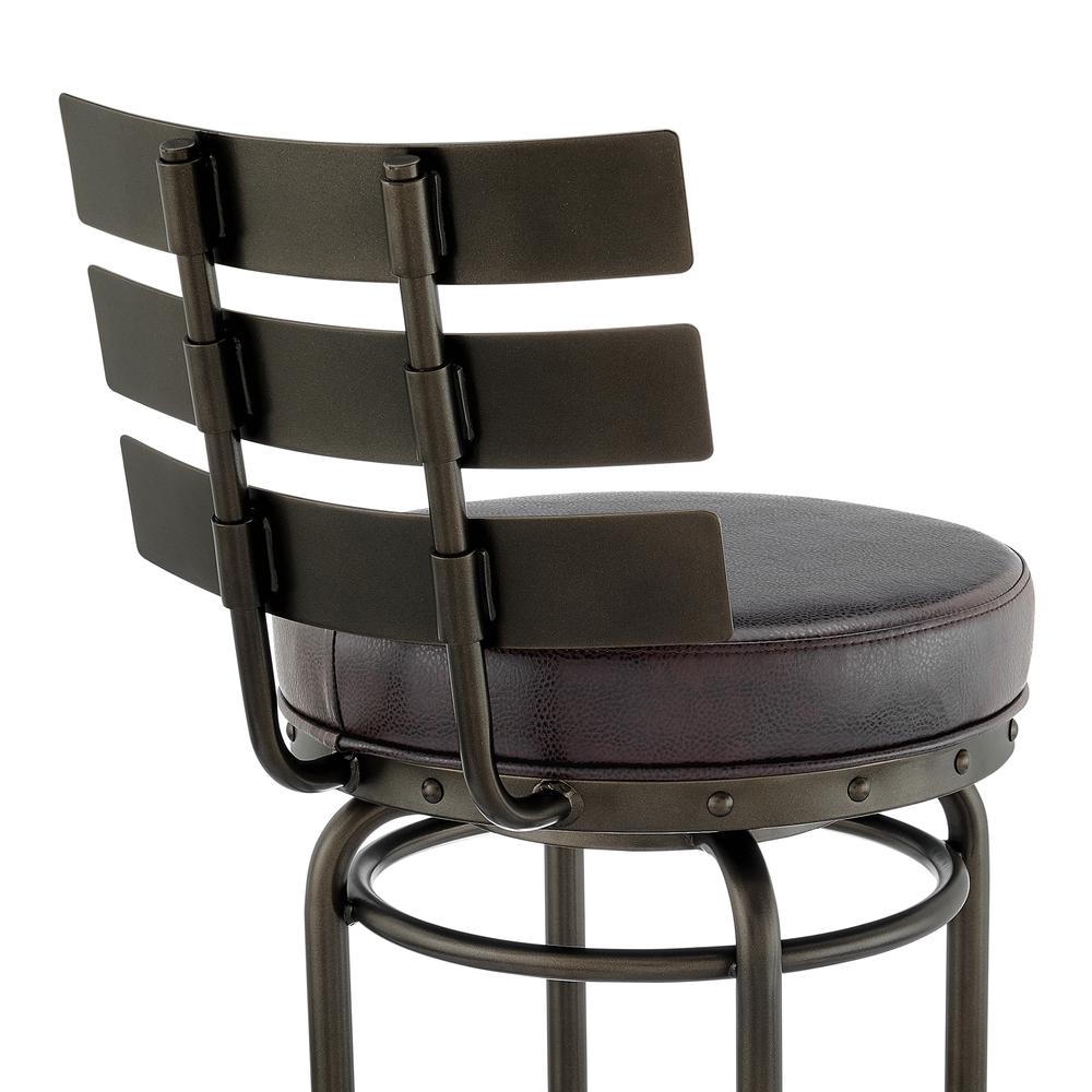 Natya Swivel Counter or Bar Stool in Mocha Finish with Brown Faux Leather. Picture 6