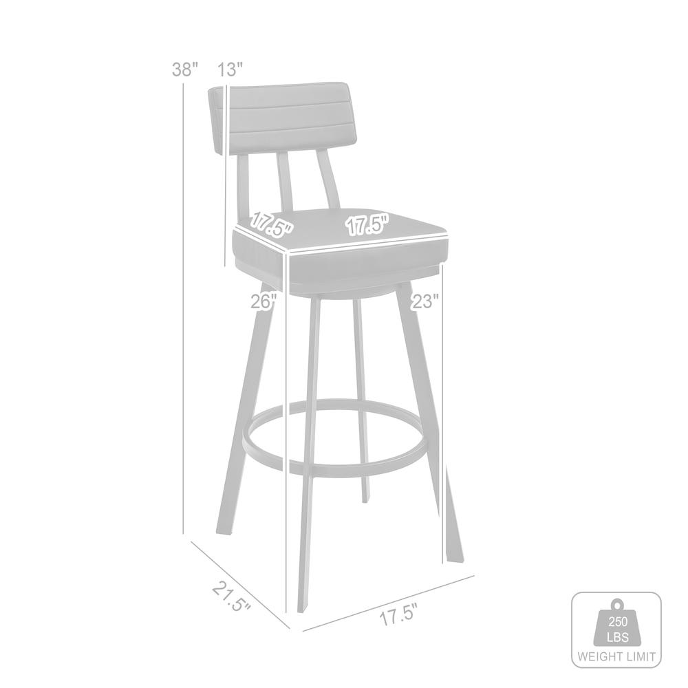 Jinab Swivel Counter Stool in Brushed Stainless Steel with Black Faux Leather. Picture 8